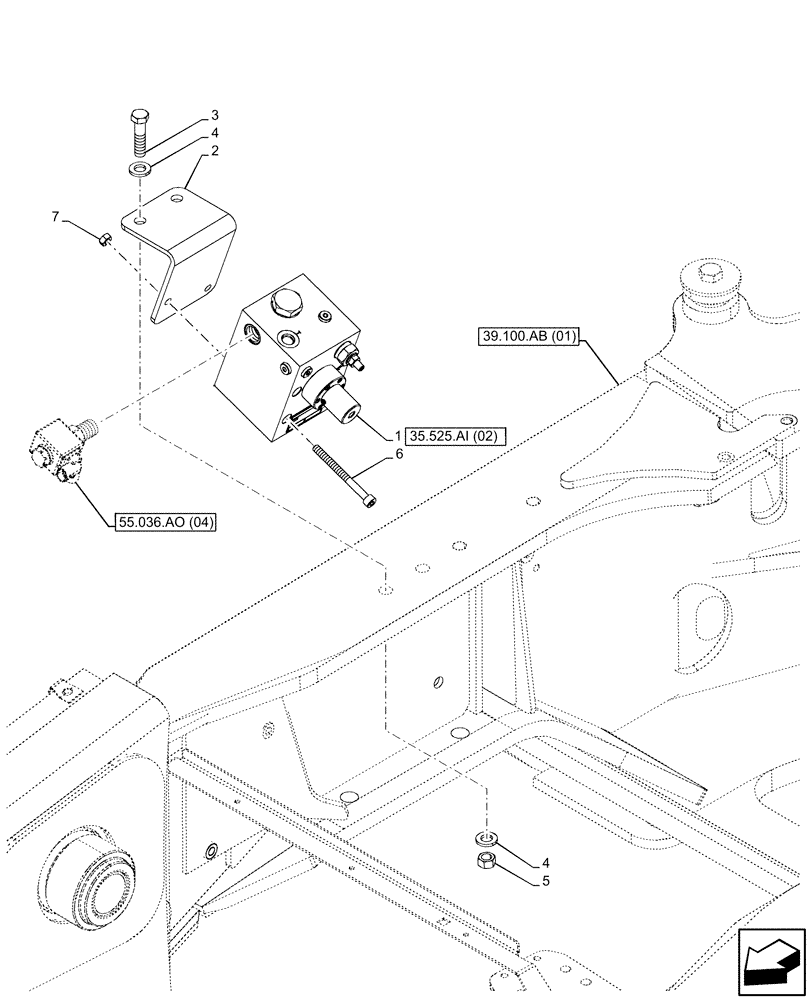Схема запчастей Case 580SN WT - (35.525.AI[05]) - VAR - 423083 - AUXILIARY CONTROL VALVE, OPTIONAL EQUIPMENT (35) - HYDRAULIC SYSTEMS