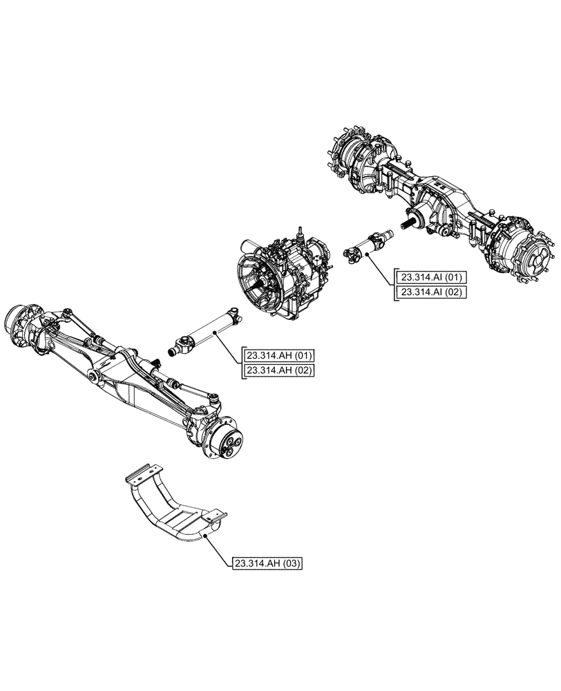 Схема запчастей Case 580SN - (23.000.00) - SECTION INDEX - FOUR WHEEL DRIVE SYSTEM 4WD (23) - FOUR WHEEL DRIVE SYSTEM
