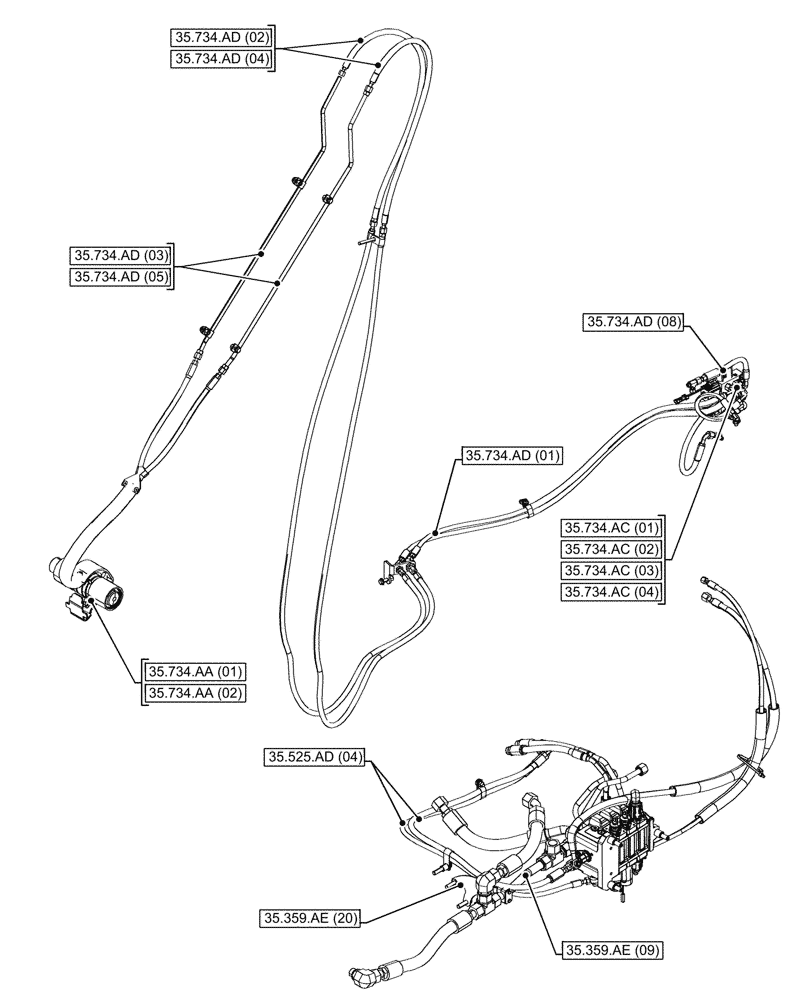 Схема запчастей Case 580N EP - (35.000.00[09]) - SECTION INDEX - HYDRAULIC SYSTEMS (35) - HYDRAULIC SYSTEMS