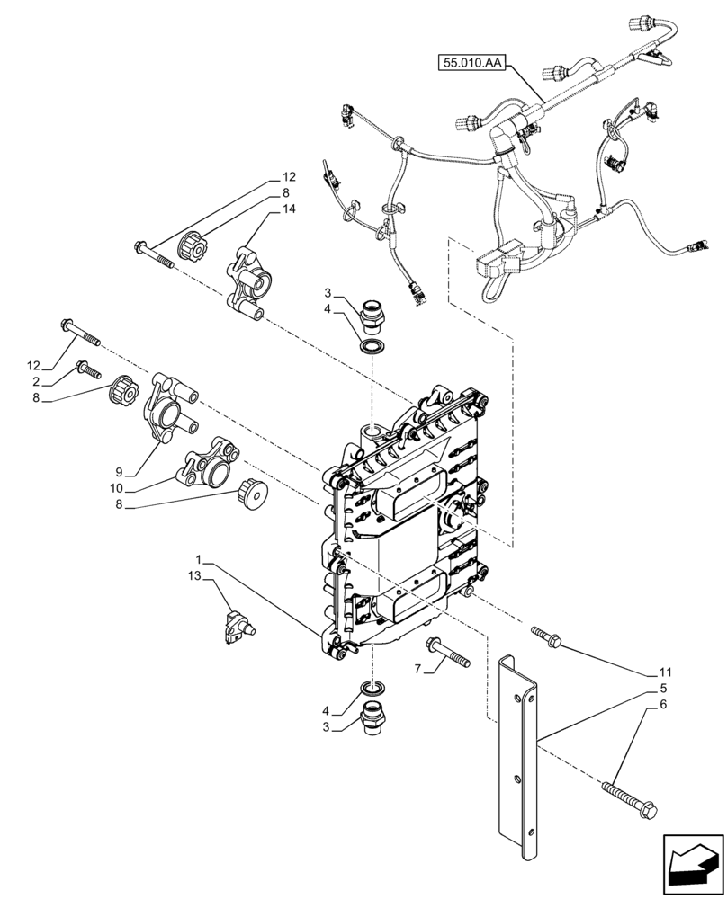 Схема запчастей Case F4HFE413W B003 - (55.015.AA) - ENGINE, ELECTRONIC CONTROL UNIT (55) - ELECTRICAL SYSTEMS