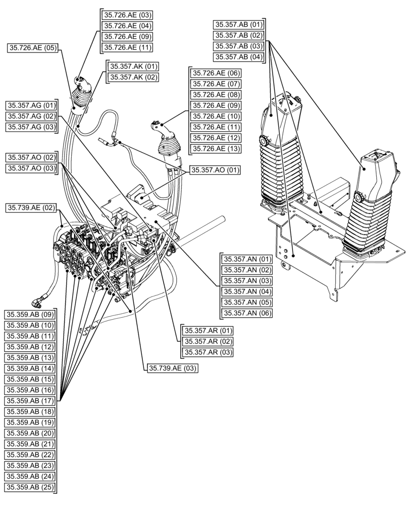 Схема запчастей Case 580SN - (35.000.00[07]) - SECTION INDEX - HYDRAULIC SYSTEMS (35) - HYDRAULIC SYSTEMS