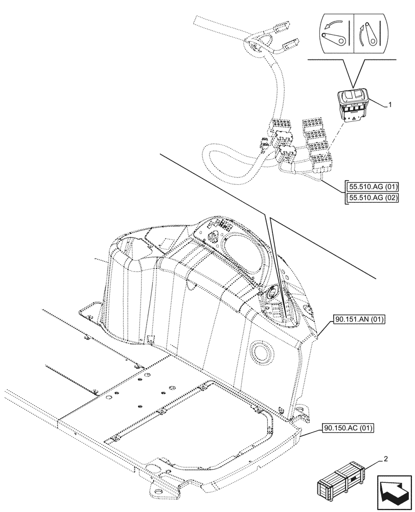 Схема запчастей Case 590SN - (55.512.CG[01]) - VAR - 423080 - ELECTRONIC LIFT, SWITCH (55) - ELECTRICAL SYSTEMS