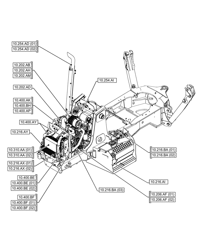 Схема запчастей Case 580SN - (10.000.00[02]) - SECTION INDEX - ENGINE (10) - ENGINE