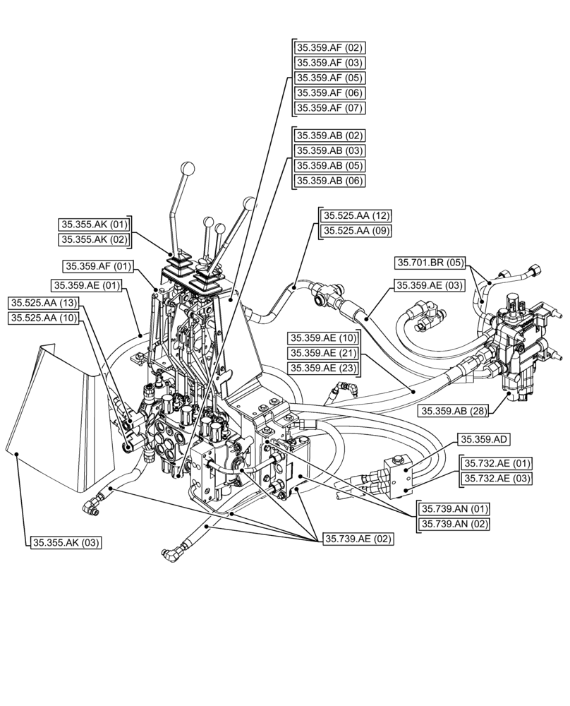 Схема запчастей Case 580N EP - (35.000.00[05]) - SECTION INDEX - HYDRAULIC SYSTEMS (35) - HYDRAULIC SYSTEMS
