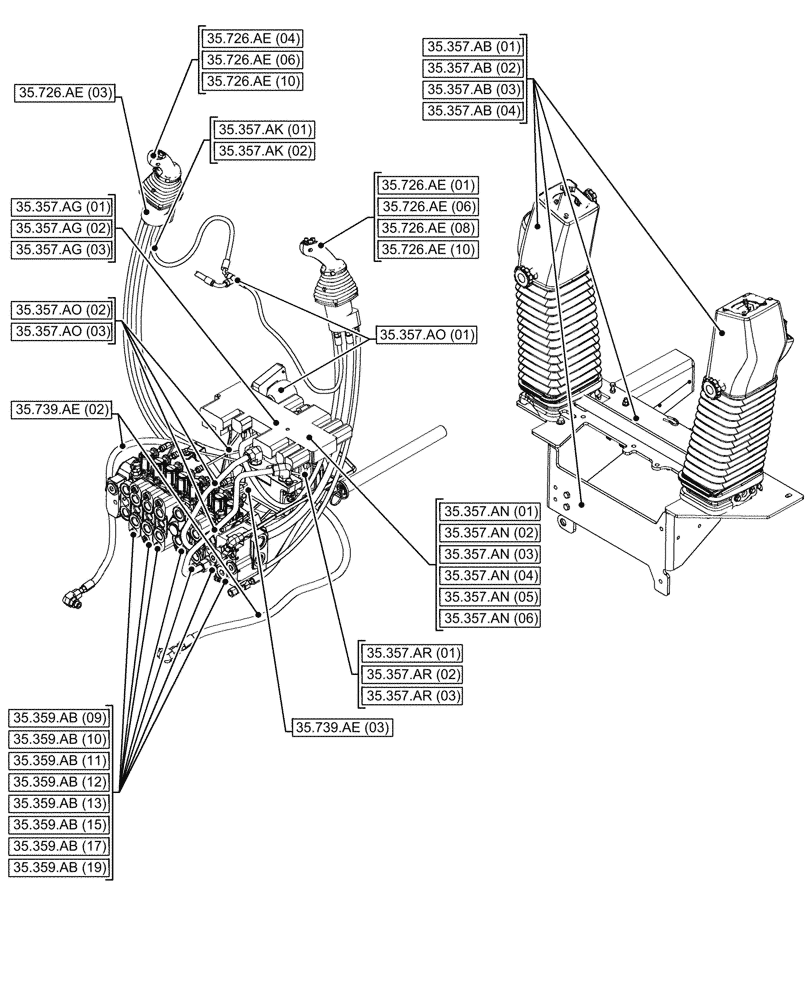 Схема запчастей Case 580SN - (35.000.00[07]) - SECTION INDEX - HYDRAULIC SYSTEMS (35) - HYDRAULIC SYSTEMS