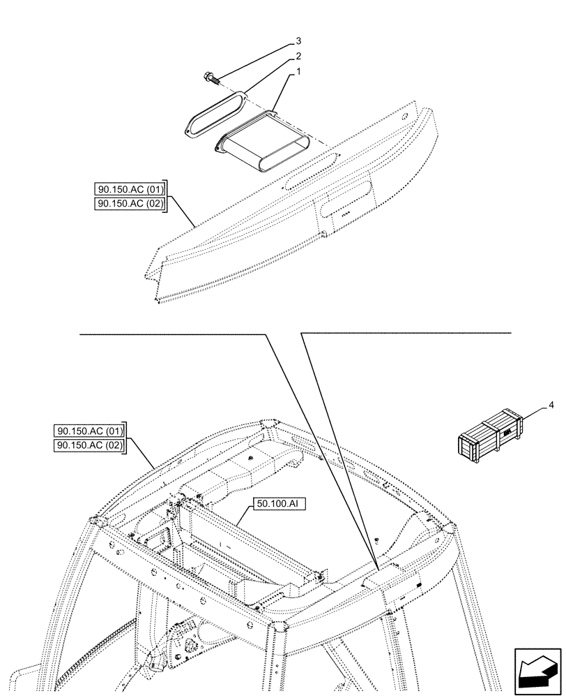 Схема запчастей Case 590SN - (50.200.CG) - VAR - 747853, 747855 - AIR CONDITIONING, HOUSING (50) - CAB CLIMATE CONTROL