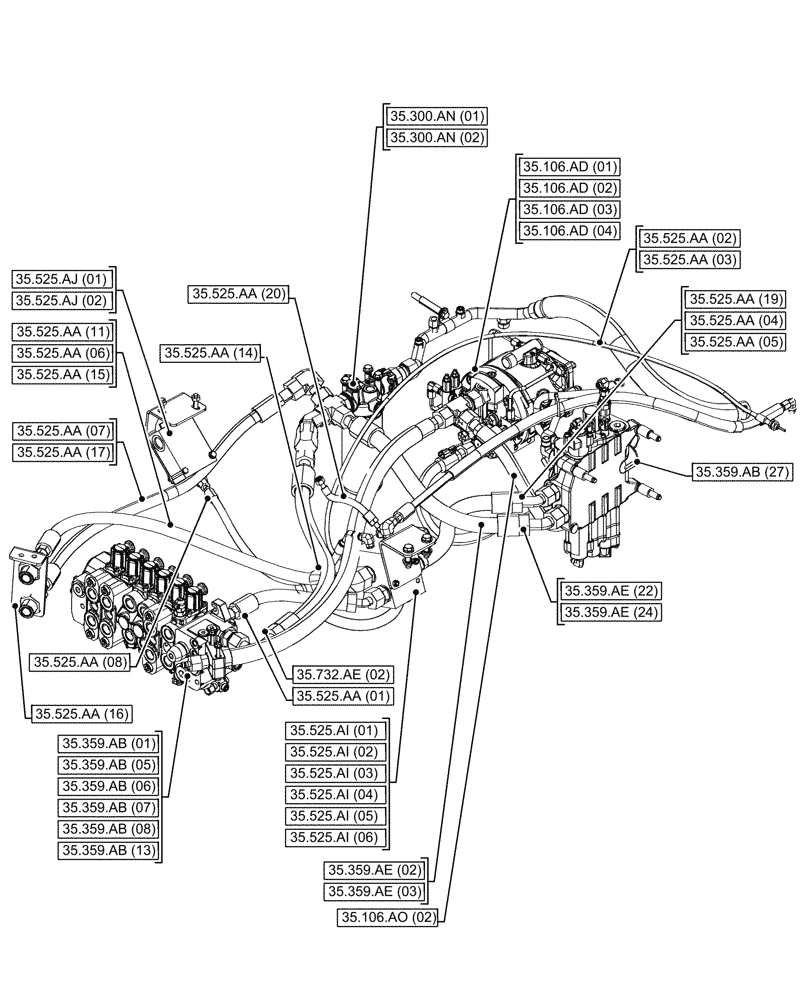 Схема запчастей Case 580SN - (35.000.00[03]) - SECTION INDEX - HYDRAULIC SYSTEMS (35) - HYDRAULIC SYSTEMS