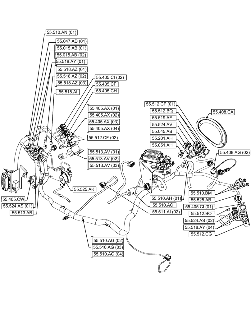 Схема запчастей Case 580N EP - (55.000.00[03]) - SECTION INDEX - ELECTRICAL SYSTEMS (55) - ELECTRICAL SYSTEMS