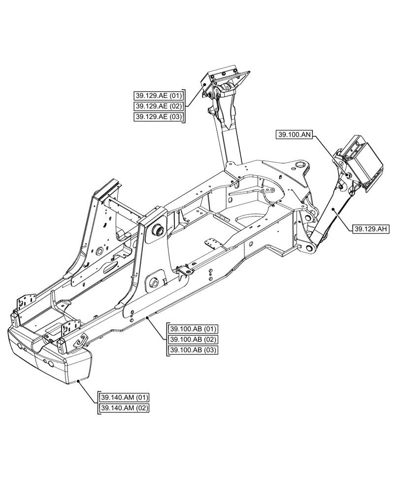 Схема запчастей Case 590SN - (39.000.00) - SECTION INDEX - FRAMES AND BALLASTING (39) - FRAMES AND BALLASTING
