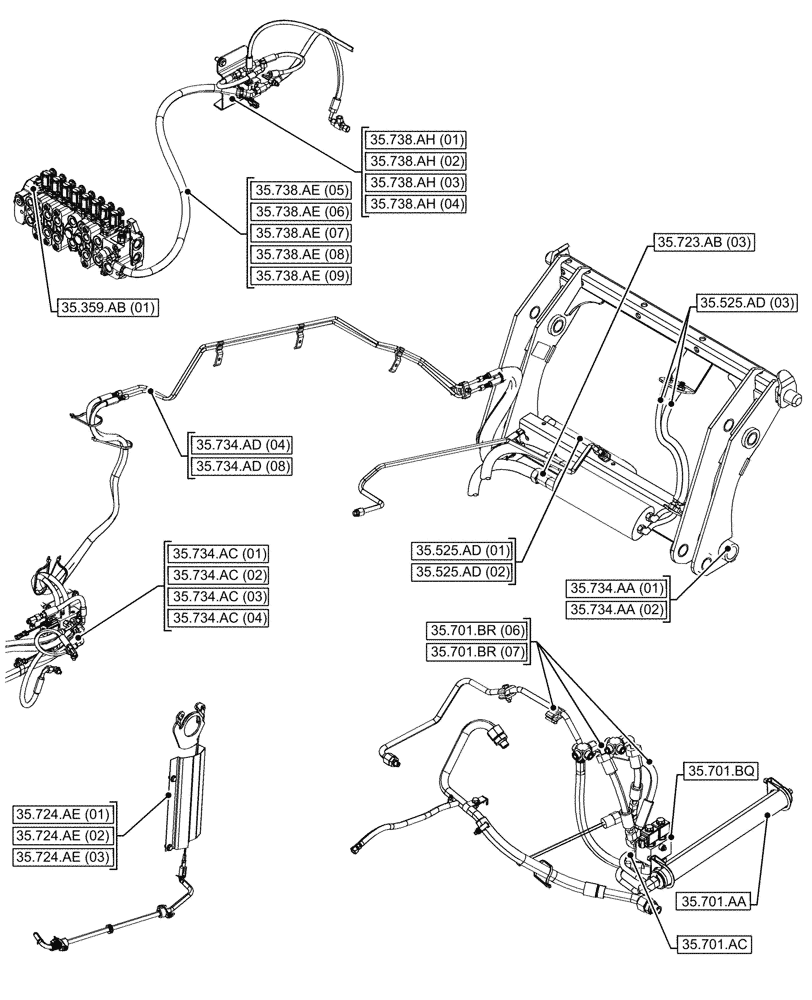 Схема запчастей Case 590SN - (35.000.00[02]) - SECTION INDEX - HYDRAULIC SYSTEMS (35) - HYDRAULIC SYSTEMS