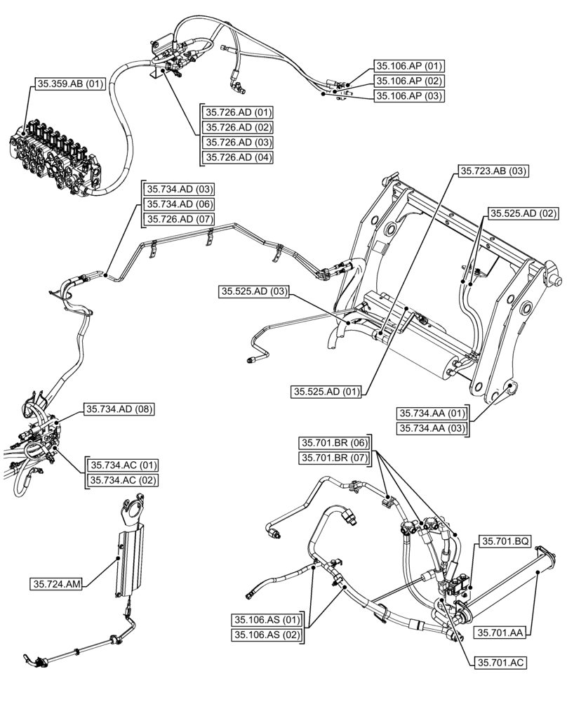 Схема запчастей Case 590SN - (35.000.00[02]) - SECTION INDEX - HYDRAULIC SYSTEMS (35) - HYDRAULIC SYSTEMS