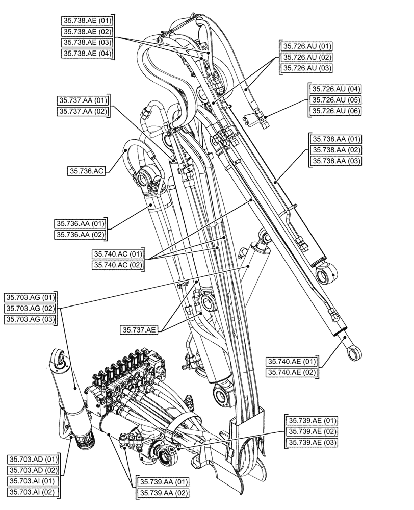 Схема запчастей Case 580SN - (35.000.00[08]) - SECTION INDEX - HYDRAULIC SYSTEMS (35) - HYDRAULIC SYSTEMS