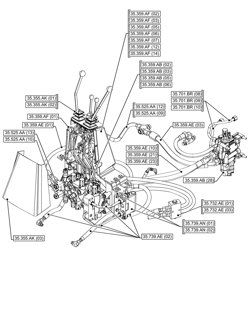 Схема запчастей Case 580SN - (35.000.00[05]) - SECTION INDEX - HYDRAULIC SYSTEMS (35) - HYDRAULIC SYSTEMS