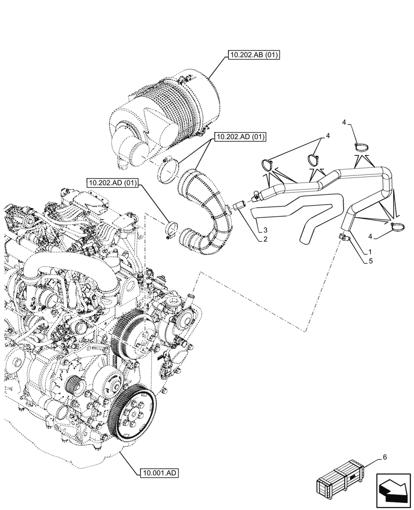 Схема запчастей Case 580N EP - (10.202.AD[03]) - AIR CLEANER, COLD START, INSULATION (10) - ENGINE