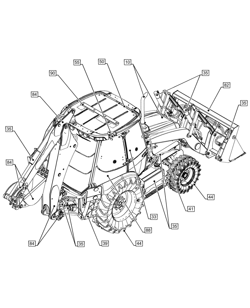 Схема запчастей Case 580SN - (00.000.00[02]) - PICTORIAL INDEX - MAIN SECTIONS (00) - GENERAL & PICTORIAL INDEX