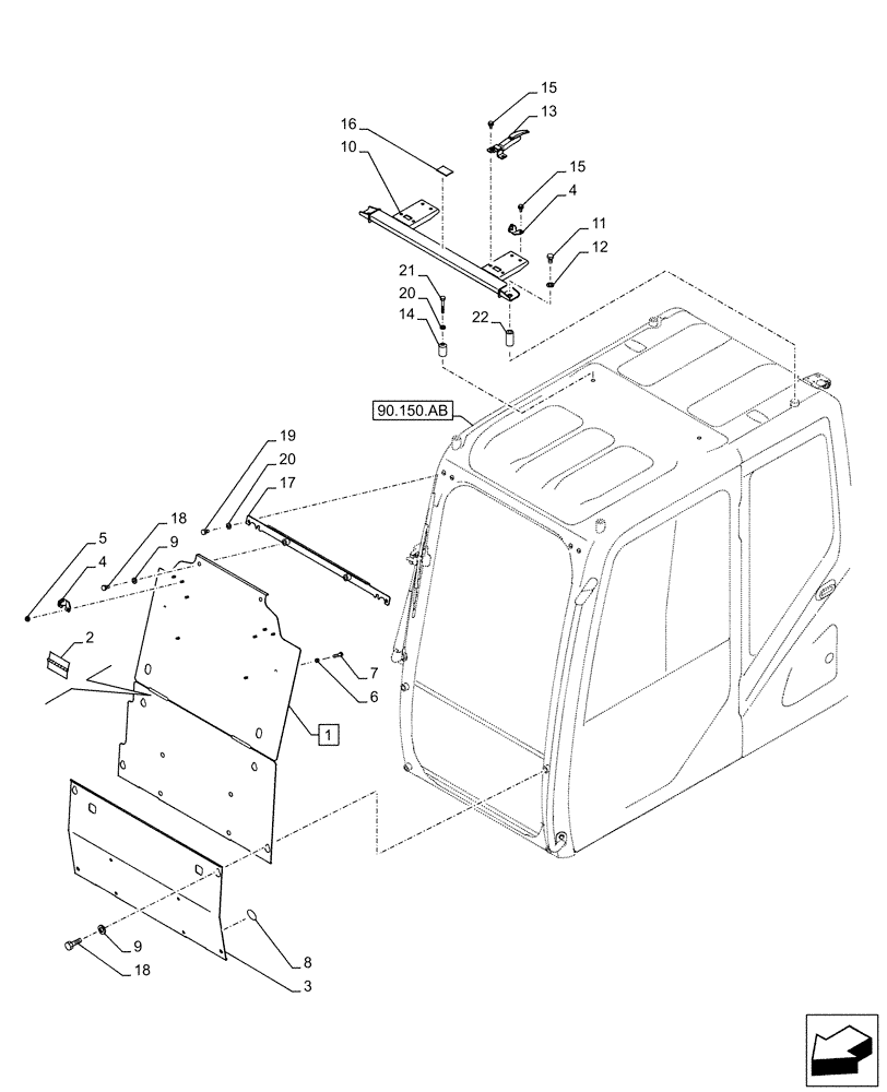 Схема запчастей Case CX250D LC - (90.150.BJ[03]) - VAR - 461552 - CAB GUARD, ANTITHEFT (90) - PLATFORM, CAB, BODYWORK AND DECALS