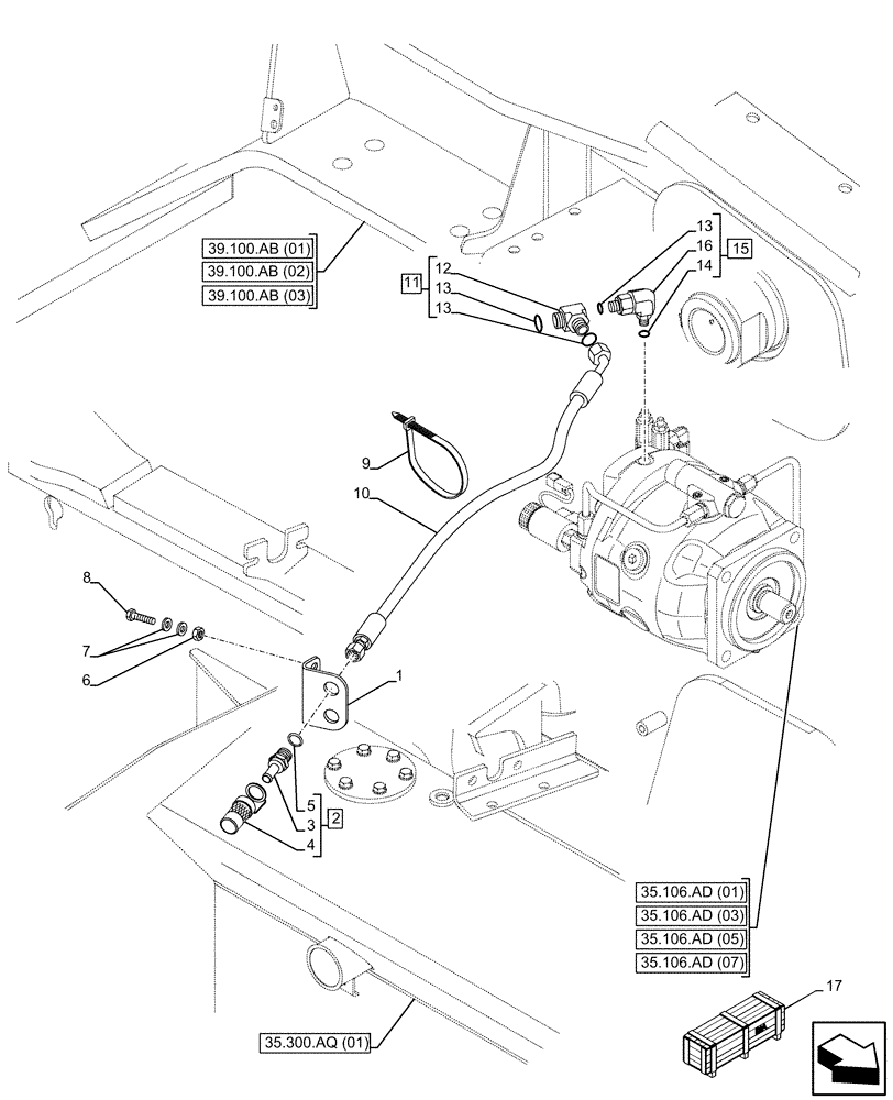 Схема запчастей Case 580SN - (35.106.AP[02]) - VAR - 423080 - DIAGNOSTIC COUPLER, PORT, MECHANICAL, W/ HEATER (35) - HYDRAULIC SYSTEMS