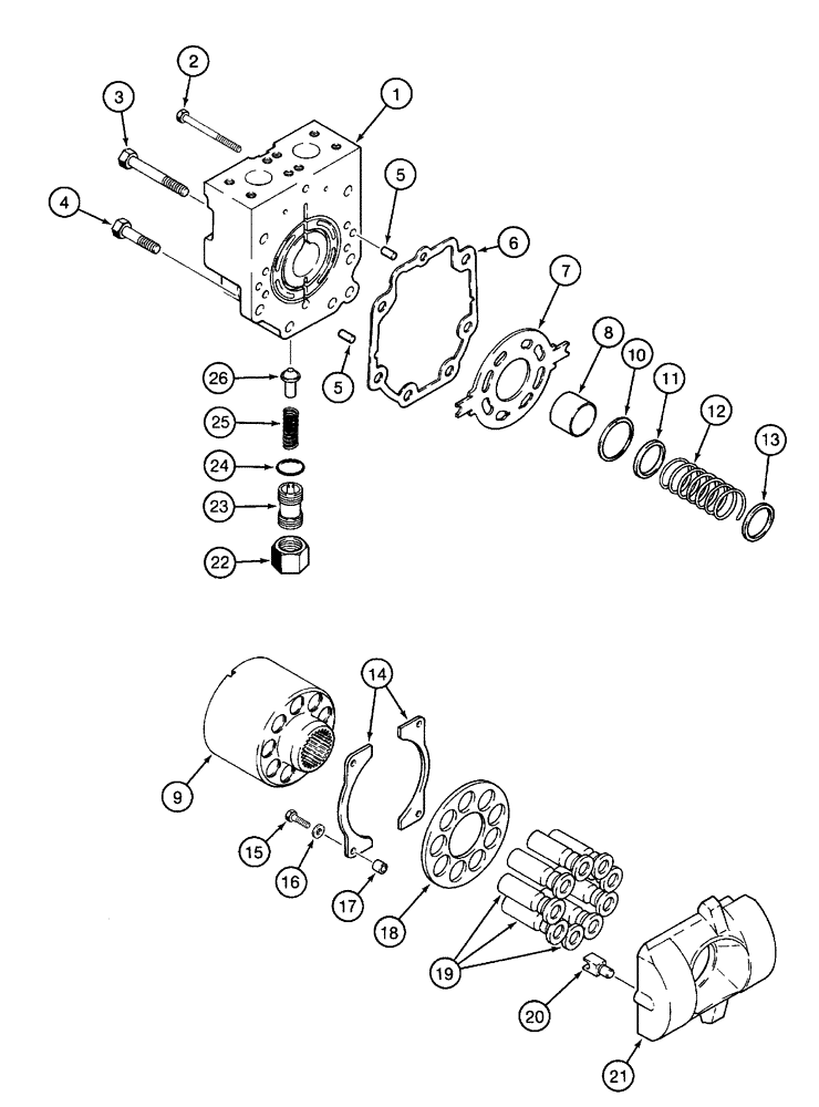 Схема запчастей Case 960 - (08-44) - MOTOR ASSY TRENCHER DRIVE (08) - HYDRAULICS