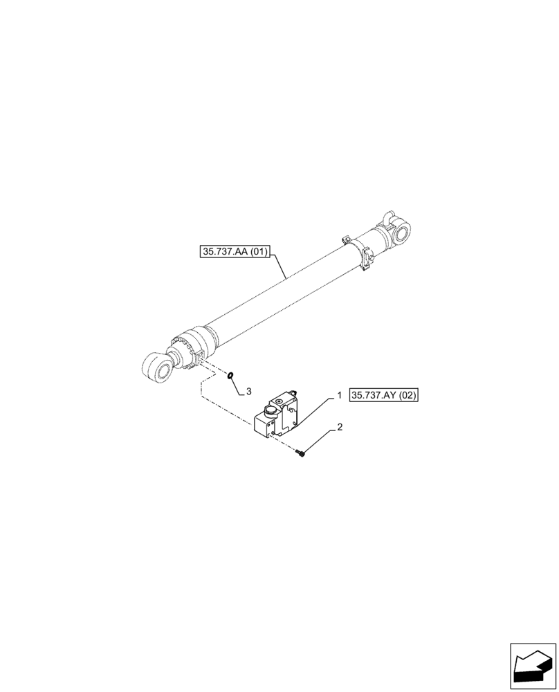 Схема запчастей Case CX250D LC LR - (35.737.AY[01]) - VAR - 481064 - ARM, CYLINDER, SAFETY VALVE (35) - HYDRAULIC SYSTEMS