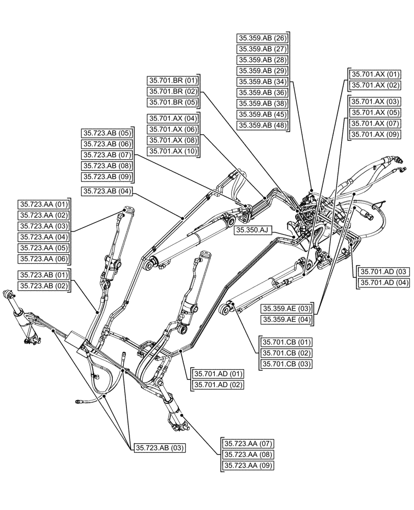 Схема запчастей Case 580SN - (35.000.00[01]) - SECTION INDEX - HYDRAULIC SYSTEMS (35) - HYDRAULIC SYSTEMS