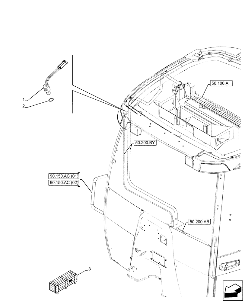 Схема запчастей Case 580N EP - (55.050.AA[01]) - VAR - 747853, 747855 - AIR CONDITIONER, CAB AIR PRESSURE SWITCH (55) - ELECTRICAL SYSTEMS
