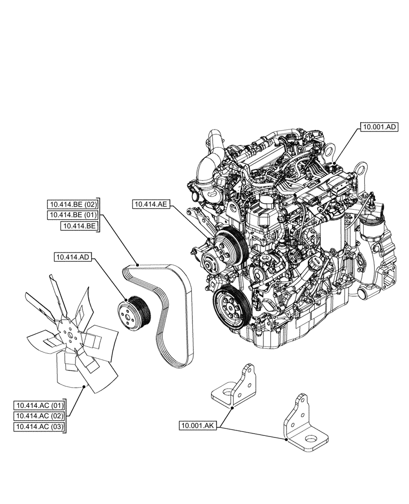Схема запчастей Case 580SN - (10.000.00[01]) - SECTION INDEX - ENGINE (10) - ENGINE