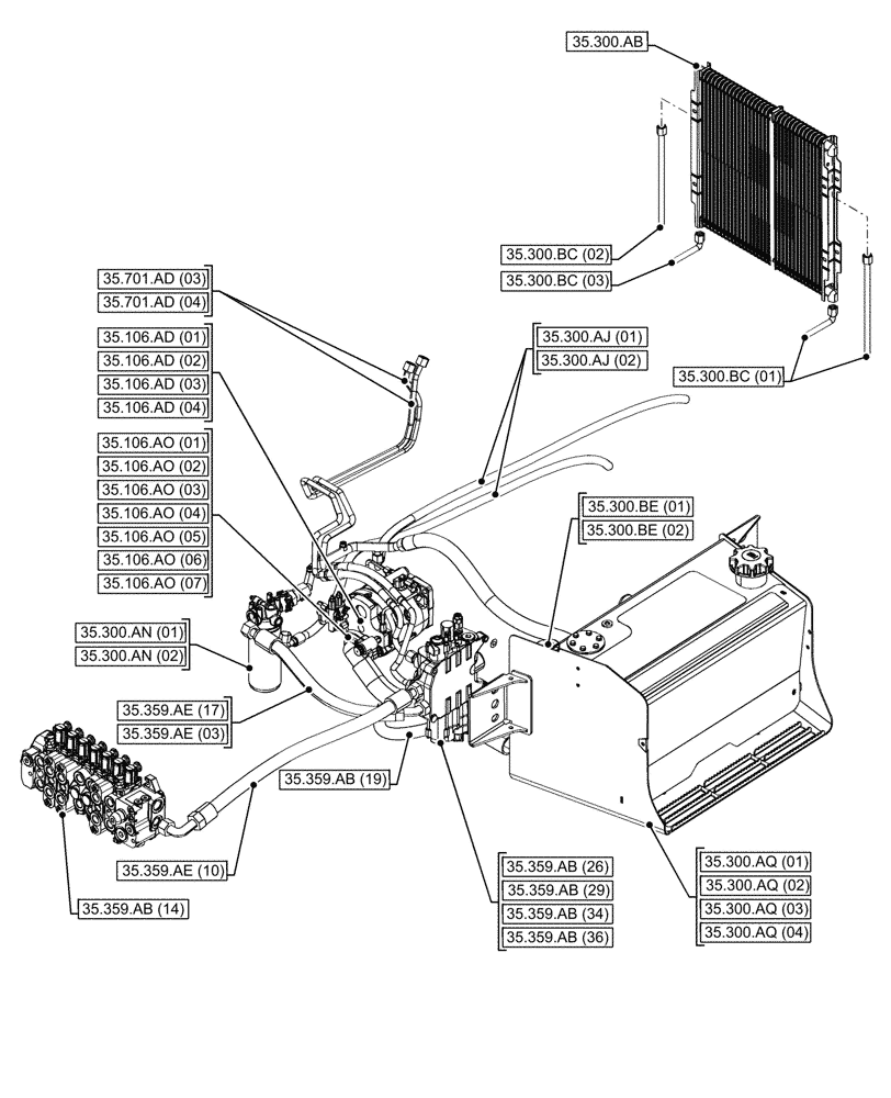 Схема запчастей Case 580SN - (35.000.00[04]) - SECTION INDEX - HYDRAULIC SYSTEMS (35) - HYDRAULIC SYSTEMS