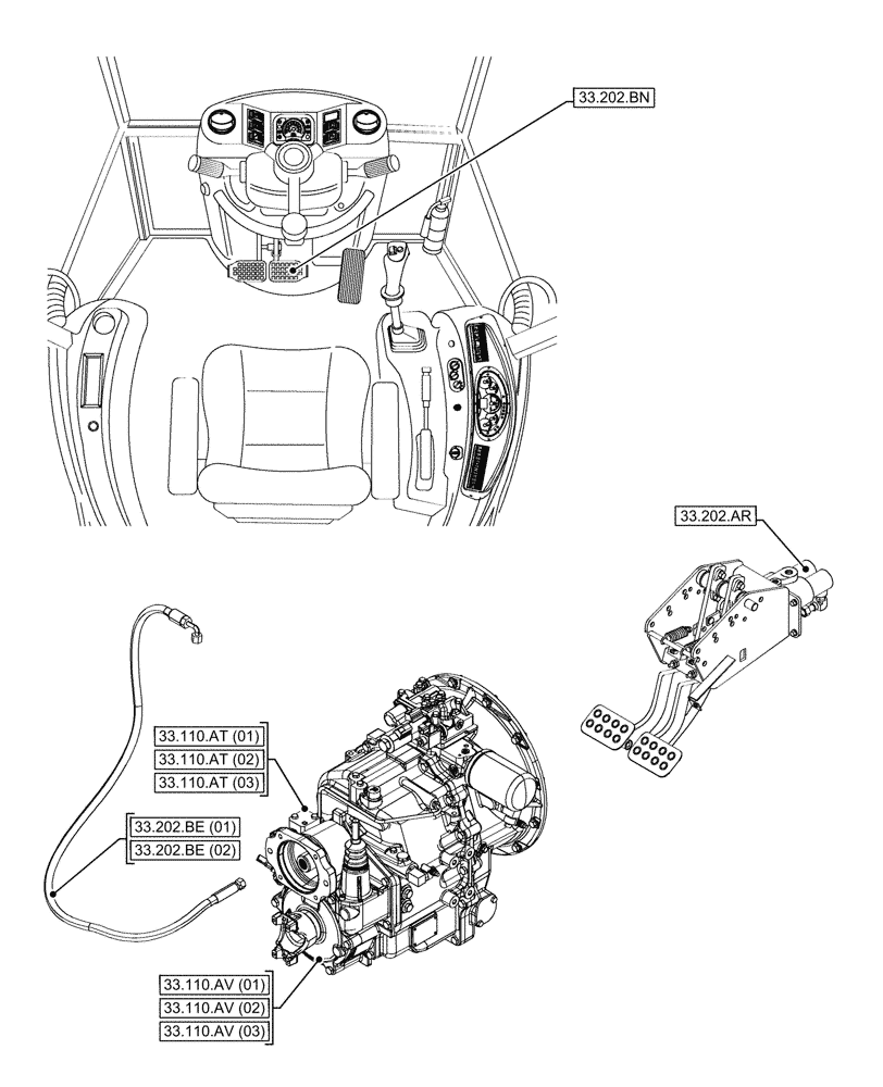 Схема запчастей Case 580SN WT - (33.000.00) - SECTION INDEX - BRAKES & CONTROLS (33) - BRAKES & CONTROLS