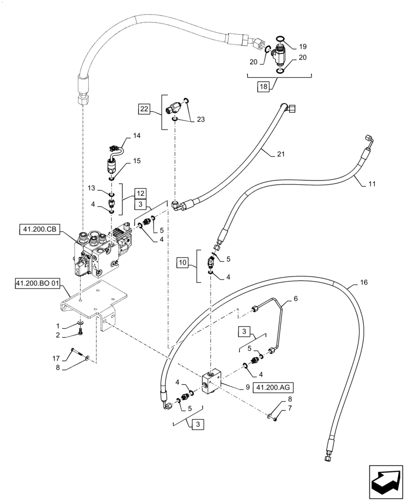 Схема запчастей Case 721F - (41.200.BO[02]) - AUXILIARY STEERING W/ JOYSTICK (41) - STEERING