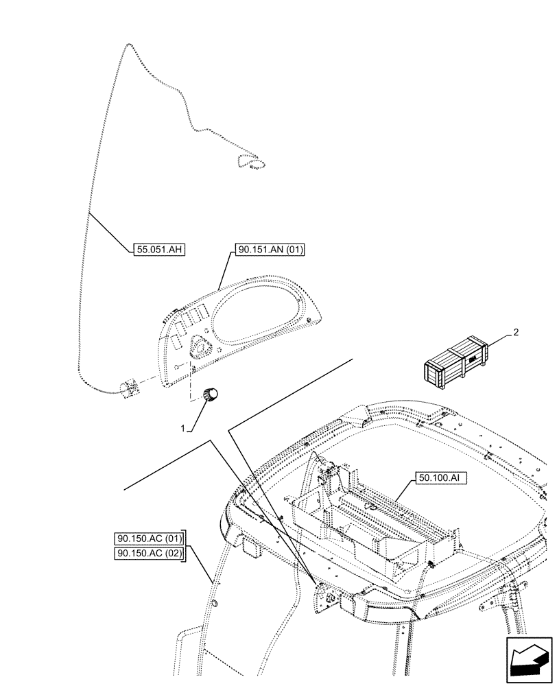 Схема запчастей Case 580SN - (50.200.CX) - VAR - 747853, 747855 - AIR CONDITIONING, CONTROL, KNOB (50) - CAB CLIMATE CONTROL