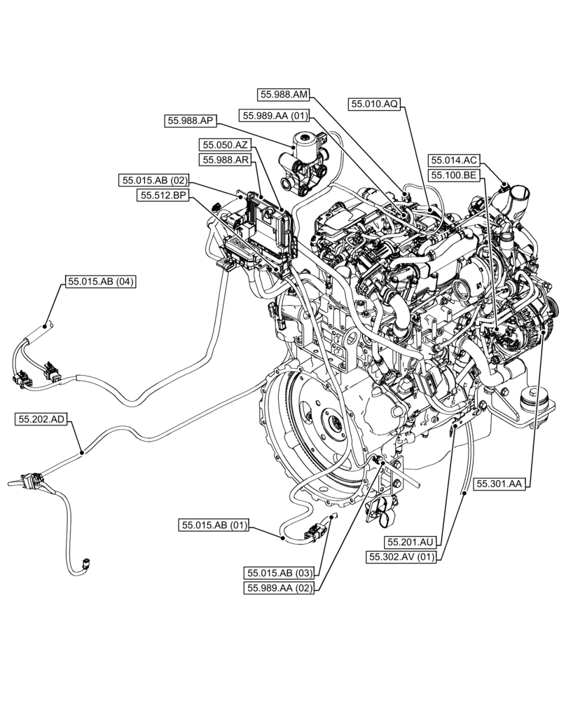 Схема запчастей Case 590SN - (55.000.00[01]) - SECTION INDEX - ELECTRICAL SYSTEMS (55) - ELECTRICAL SYSTEMS