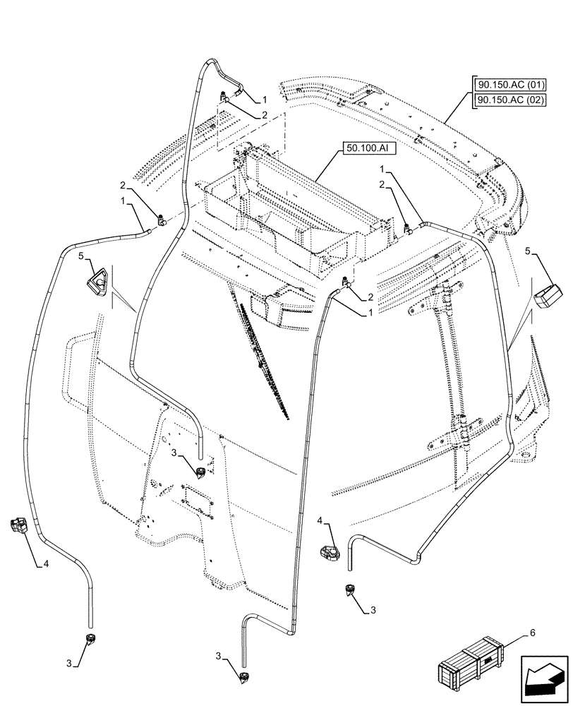 Схема запчастей Case 590SN - (50.200.CZ) - VAR - 747853, 747855 - AIR CONDITIONING, DRAIN LINE (50) - CAB CLIMATE CONTROL