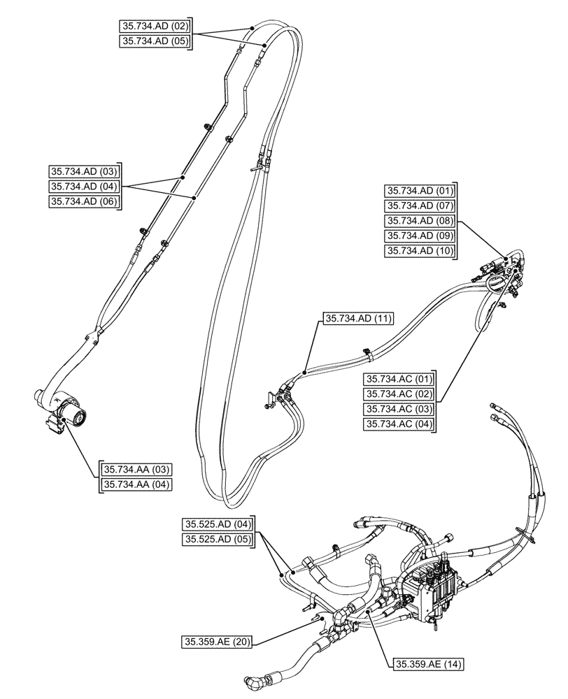 Схема запчастей Case 590SN - (35.000.00[09]) - SECTION INDEX - HYDRAULIC SYSTEMS (35) - HYDRAULIC SYSTEMS