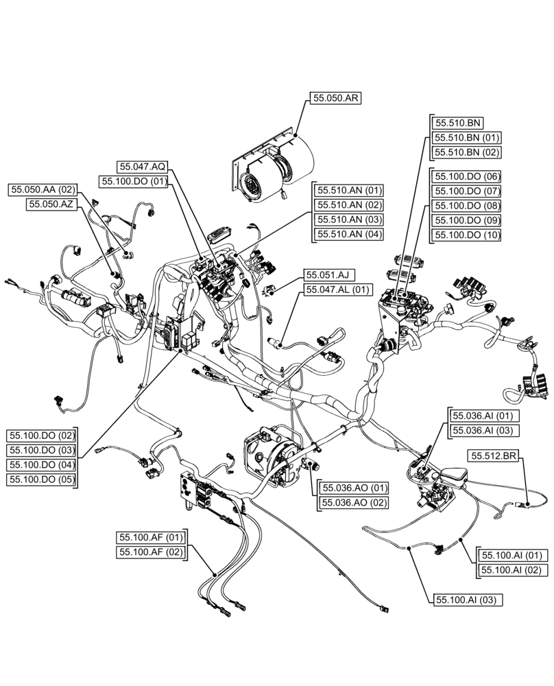 Схема запчастей Case 580N EP - (55.000.00[04]) - SECTION INDEX - ELECTRICAL SYSTEMS (55) - ELECTRICAL SYSTEMS