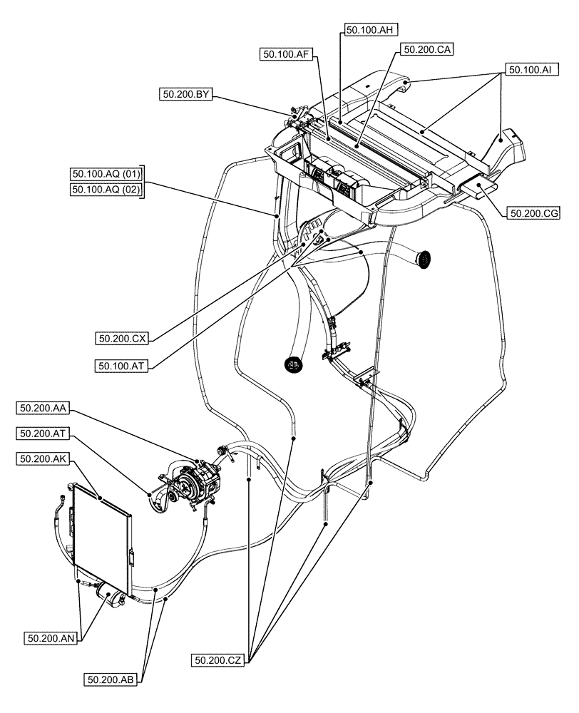 Схема запчастей Case 580N EP - (50.000.00) - SECTION INDEX - CAB CLIMATE CONTROL (50) - CAB CLIMATE CONTROL