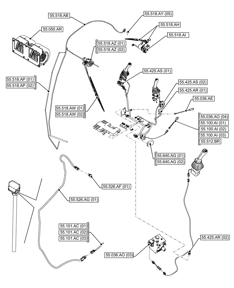 Схема запчастей Case 580SN WT - (55.000.00[06]) - SECTION INDEX - ELECTRICAL SYSTEMS (55) - ELECTRICAL SYSTEMS