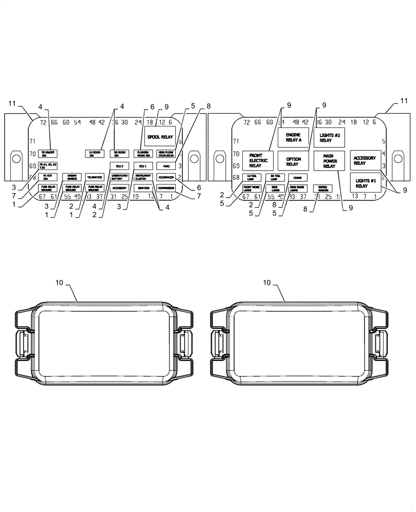 Схема запчастей Case TV380 - (55.100.DO[01]) - FUSE BOX, MECHANICAL CONTROLS, OPEN CAB (55) - ELECTRICAL SYSTEMS