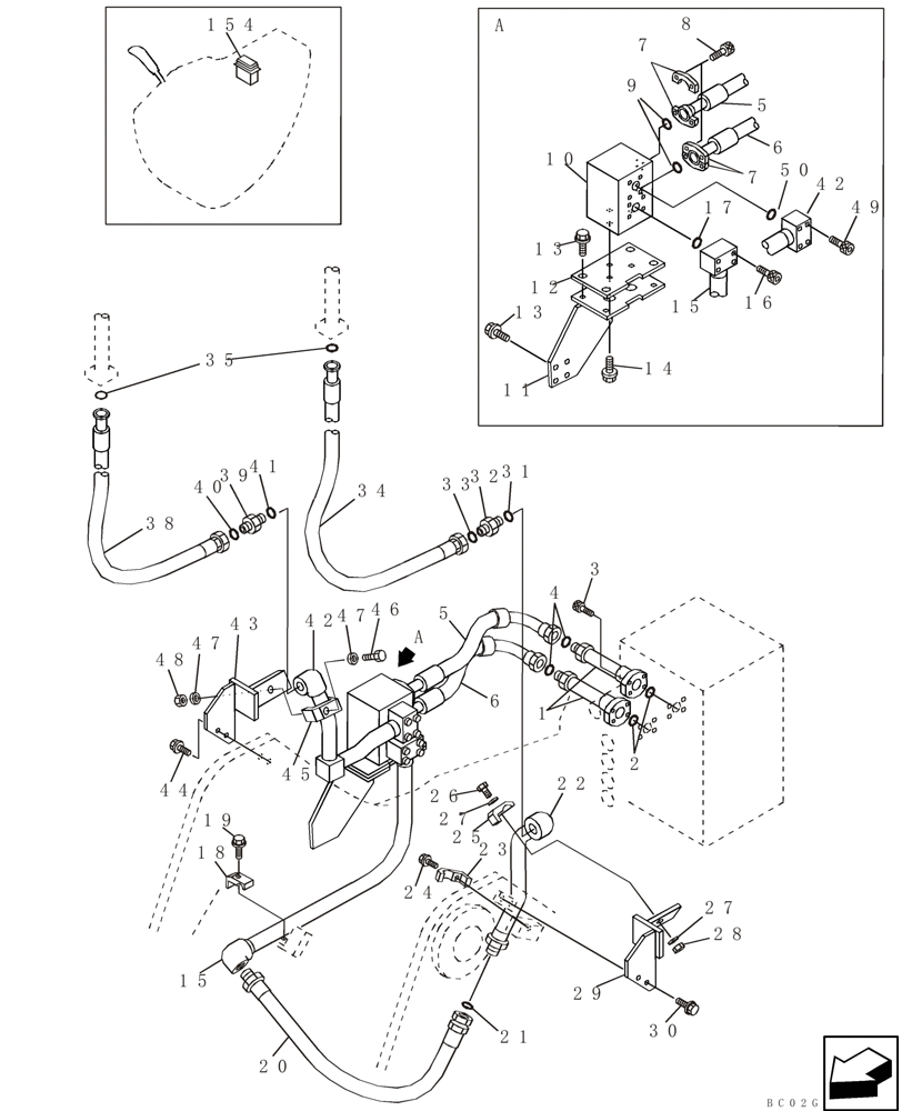 Схема запчастей Case CX240 - (08-58) - HYDRAULICS, AUXILIARY - DOUBLE ACTING CIRCUIT, TRIGGER ACTIVATED (08) - HYDRAULICS
