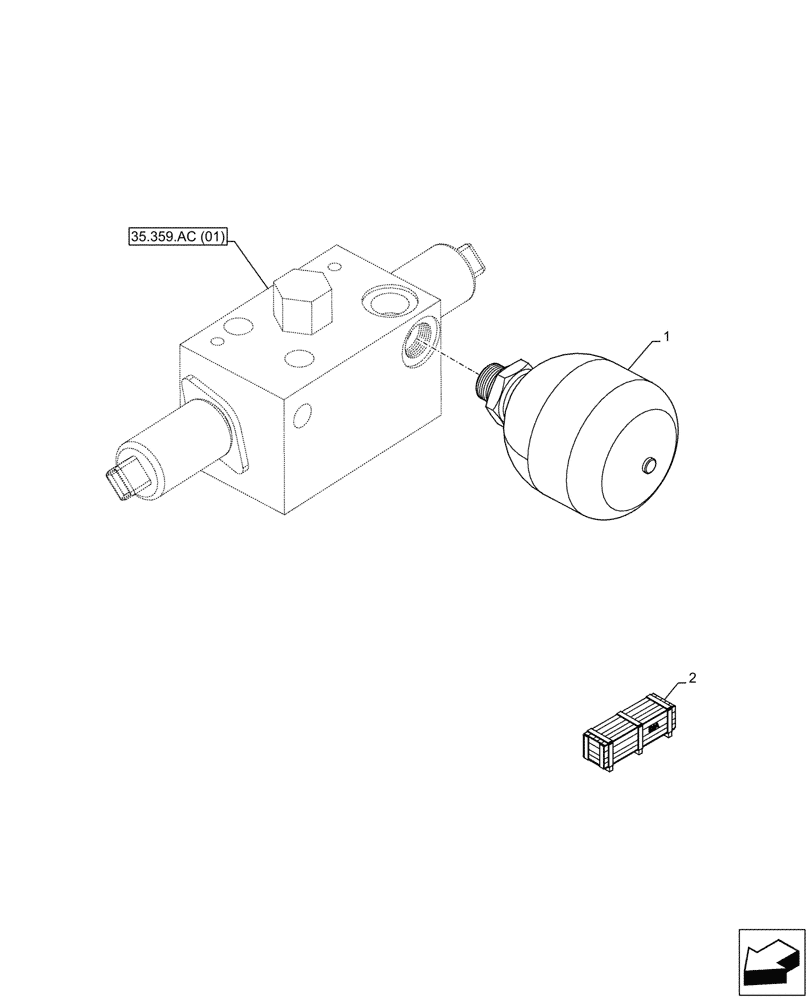 Схема запчастей Case 580N EP - (35.357.AA) - AUXILIARY CONTROL VALVE, PILOT ACCUMULATOR (35) - HYDRAULIC SYSTEMS
