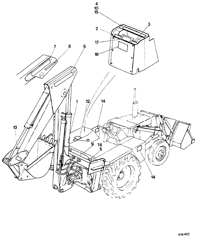 Схема запчастей Case 580F - (416) - DECALS, AXIAL BACKHOE (90) - PLATFORM, CAB, BODYWORK AND DECALS