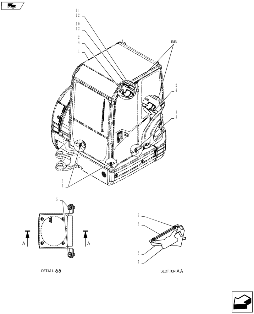 Схема запчастей Case CX55BMSR - (01-062[08]) - CAB INSTALL (90) - PLATFORM, CAB, BODYWORK AND DECALS