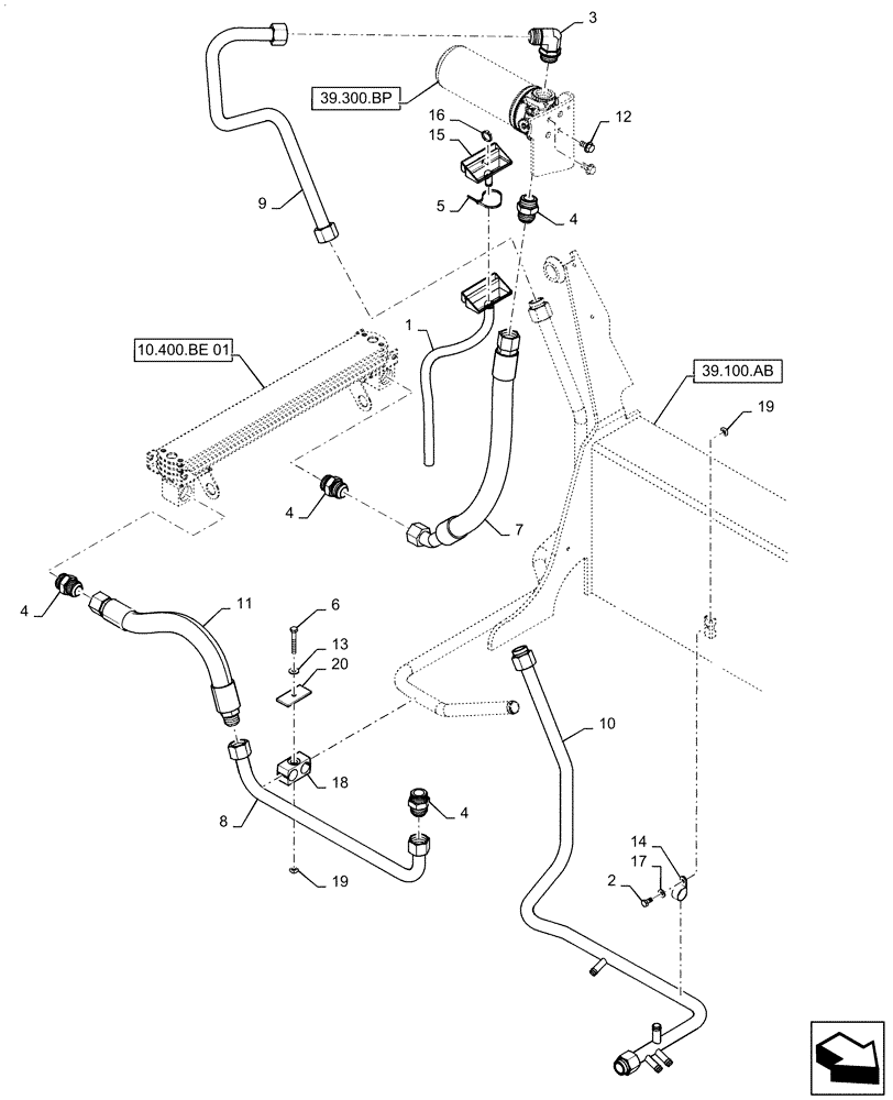 Схема запчастей Case SR160 - (35.300.AD[02]) - RETURN PLUMBING (AFTER BUILD DATE 23-JAN-2015) (35) - HYDRAULIC SYSTEMS
