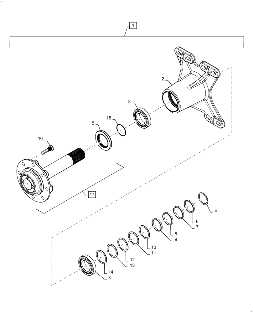 Схема запчастей Case SR240 - (25.450.AA) - CHAIN DRIVE AXLE HOUSING (25) - FRONT AXLE SYSTEM