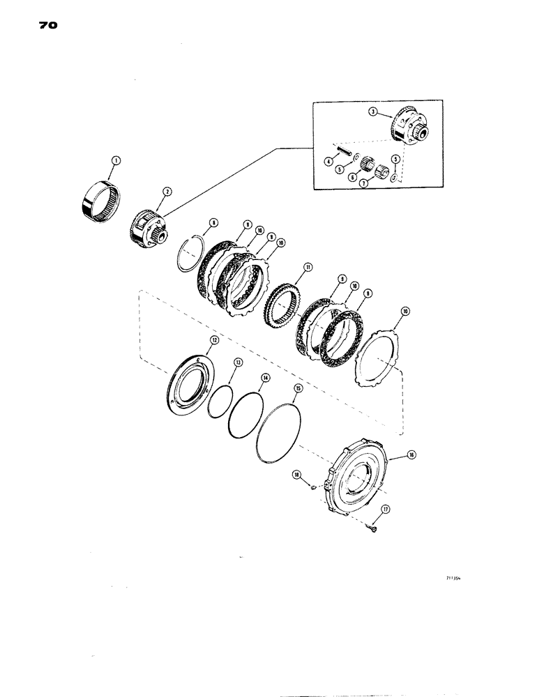 Схема запчастей Case W14 - (070) - L50106 AND L55662 TRANSMISSIONS, FORWARD CLUTCH AND PLANETARY (06) - POWER TRAIN