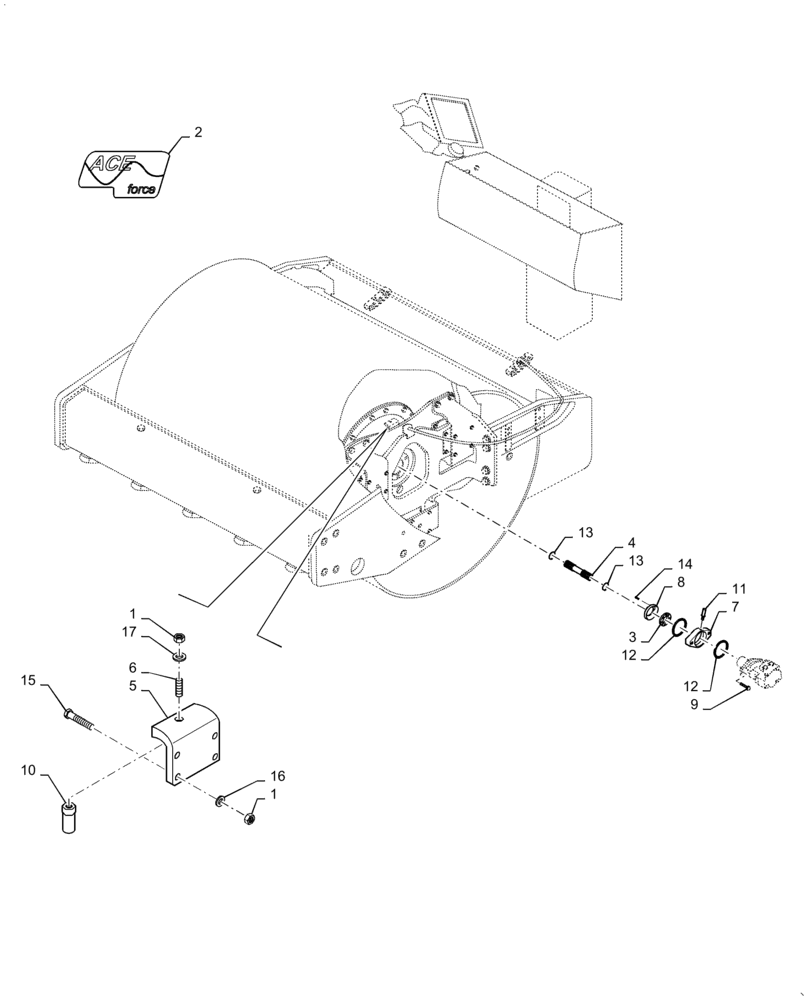 Схема запчастей Case SV216 - (75.200.03[04]) - ACE FORCE DRUM PARTS (75) - SOIL PREPARATION