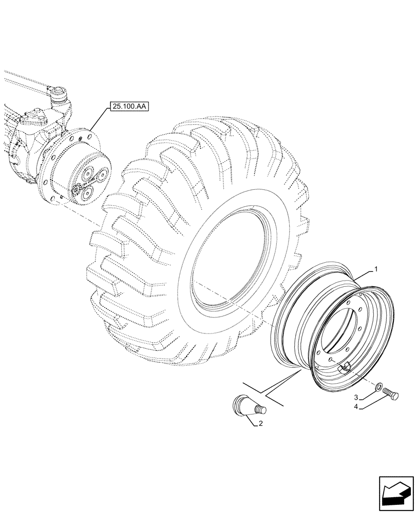 Схема запчастей Case 580SN - (44.511.AE) - VAR - 9200013 - WHEEL, FRONT, 10.5/80 X 18, 4WD (44) - WHEELS