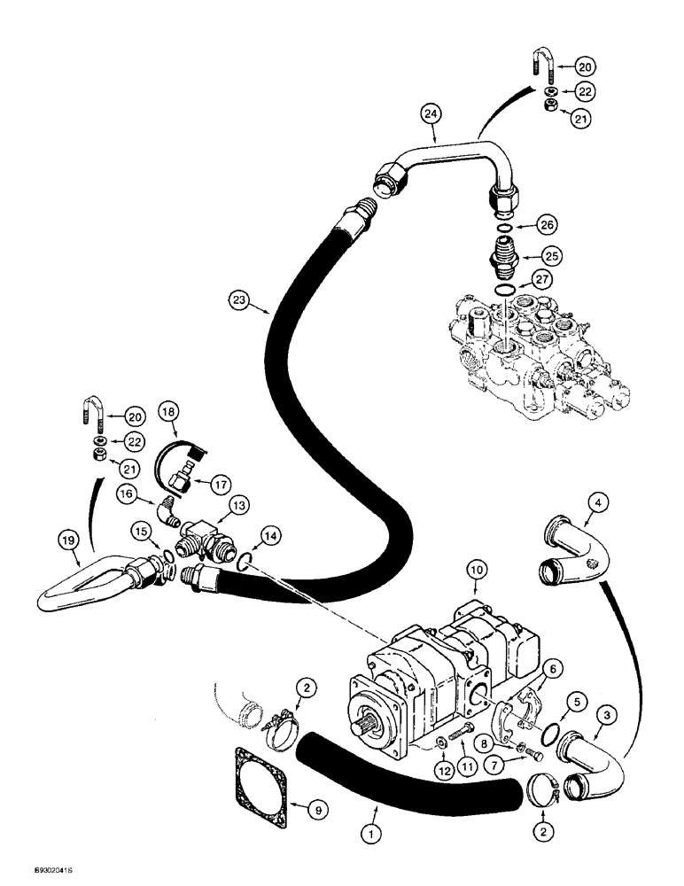 Схема запчастей Case 621B - (8-04) - HYDRAULIC CIRCUIT, RESERVOIR TO PUMP AND LOADER CONTROL VALVE (08) - HYDRAULICS