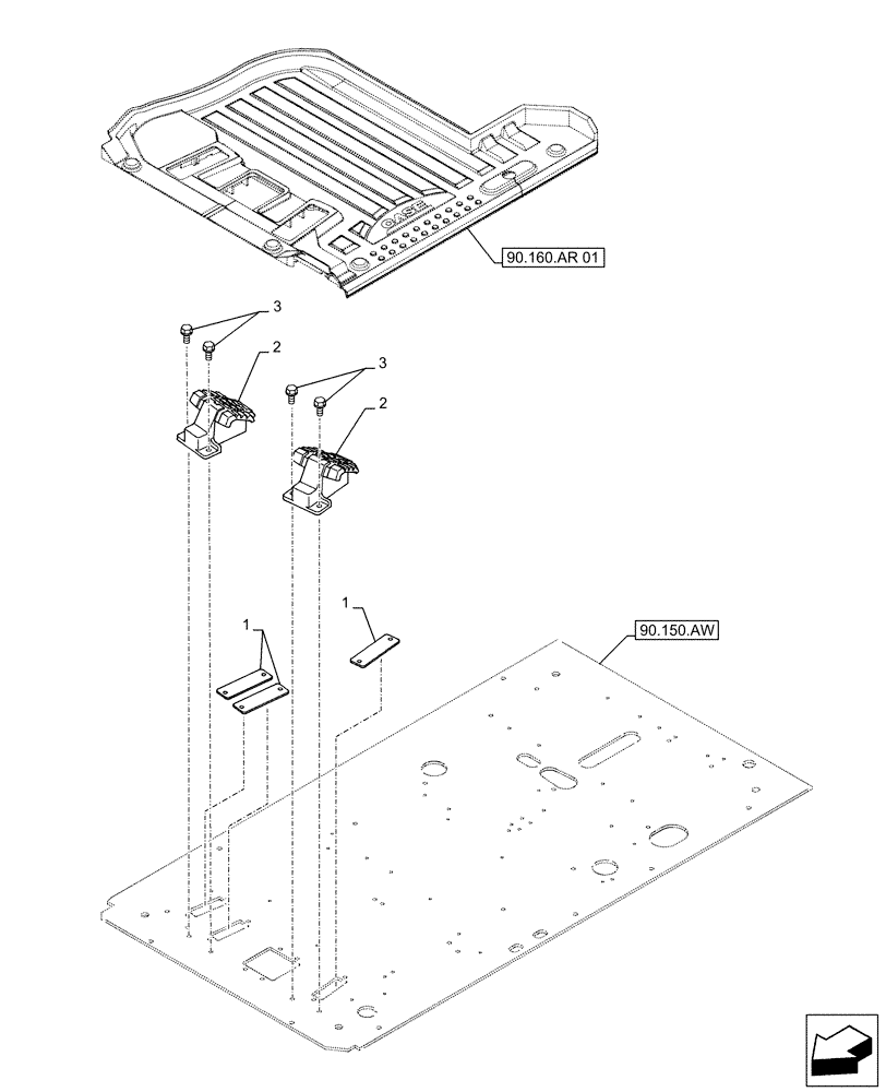 Схема запчастей Case CX130D LC - (90.160.AS[01]) - FOOT BOARD (90) - PLATFORM, CAB, BODYWORK AND DECALS