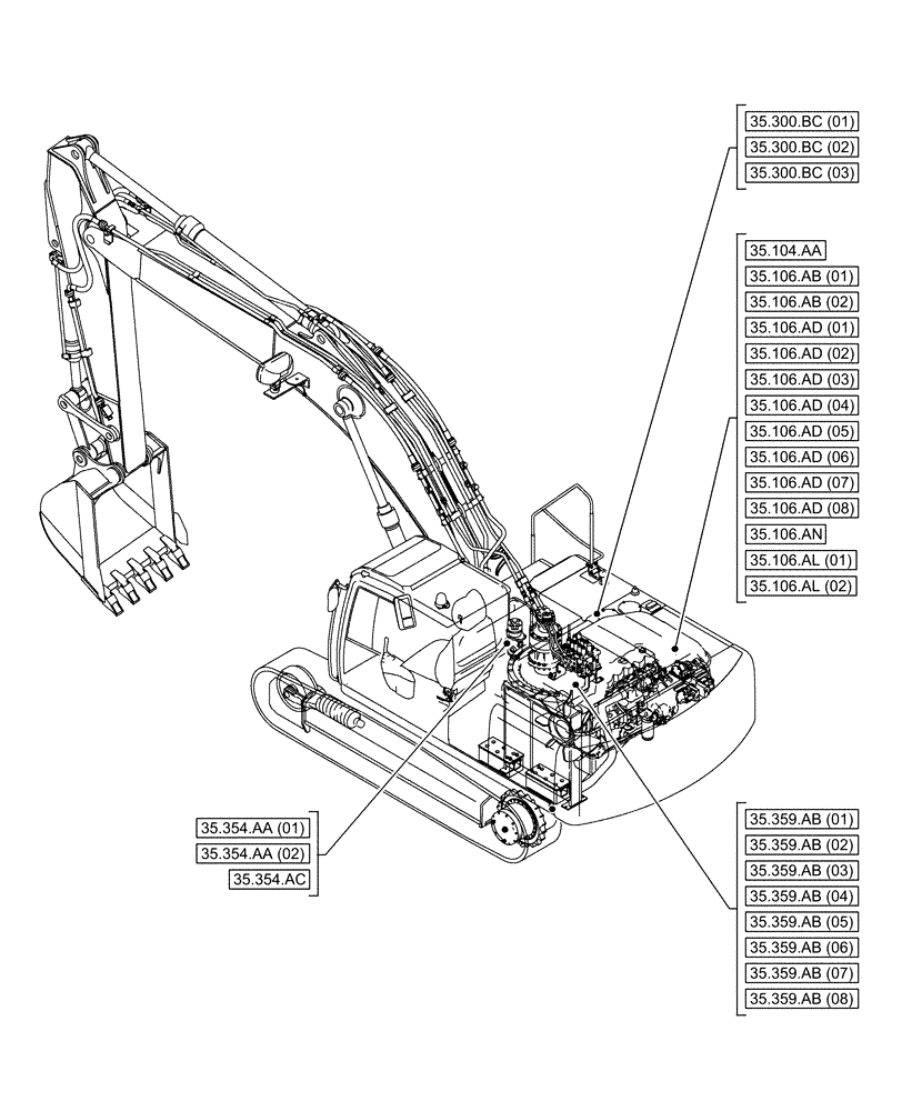 Схема запчастей Case CX300D LC - (35.000.00[07]) - SECTION INDEX - HYDRAULIC SYSTEMS (35) - HYDRAULIC SYSTEMS