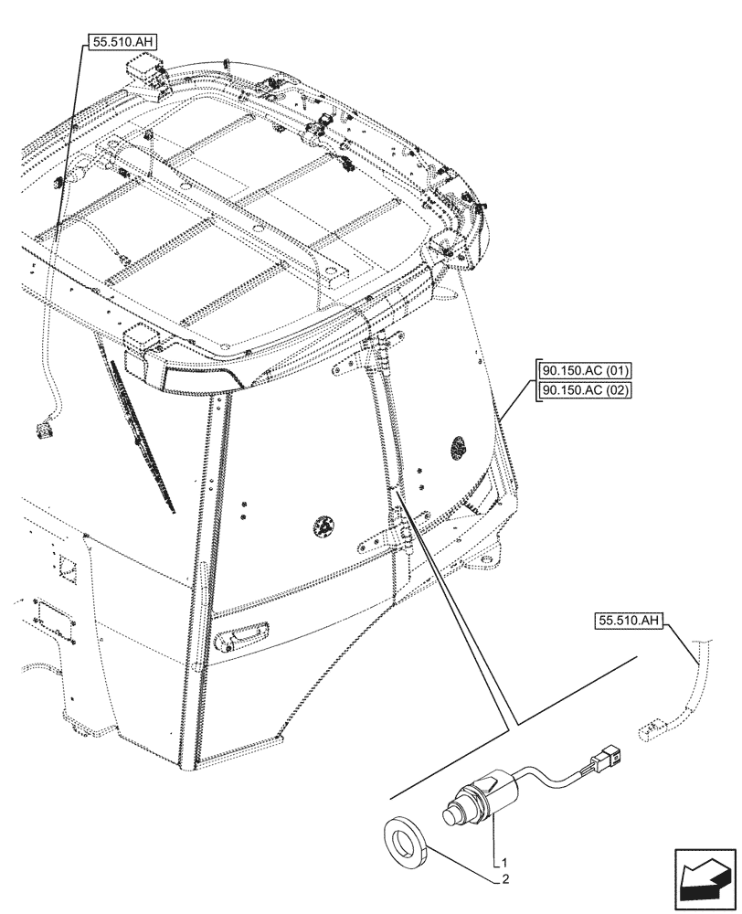 Схема запчастей Case 590SN - (55.514.AV) - VAR - 747853, 747854, 747855 - DOOR SWITCH, LIGHT (55) - ELECTRICAL SYSTEMS
